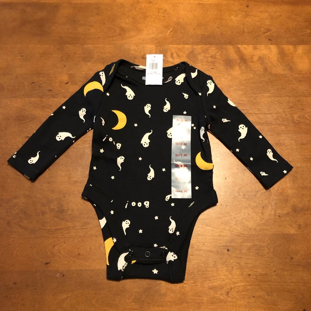 Halloween ghost boo moon long sleeve body suit one piece